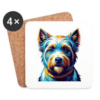 English White Terrier Dog Breed Cartoon Kawaii - Coasters (set of 4) - white - Front