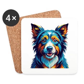 Dutch Smoushond Dog Breed Colorful Cartoon Kawaii - Coasters (set of 4) - white - Front