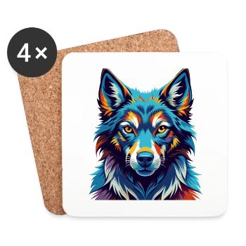 Czechoslovak Wolfdog Breed Colorful Cartoon Kawaii - Coasters (set of 4) - white - Front