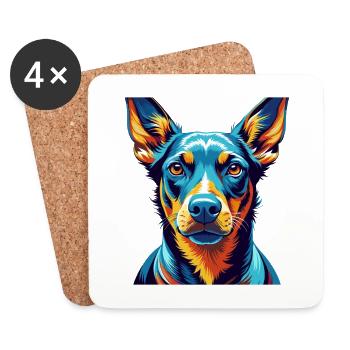 Cretan Hound Dog Breed Colorful Cartoon Kawaii - Coasters (set of 4) - white - Front