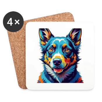Australian Kelpie Dog Breed Cartoon Kawaii - Coasters (set of 4) - white - Front