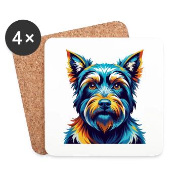 Cesky Terrier Hunderasse Bunte Karikatur Kawaii - Untersetzer (4er-Set) - Weiß - Vorne