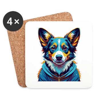Cardigan Welsh Corgi Chien Race Dessin Animé Kawaii - Dessous de verre (lot de 4) - blanc - Devant
