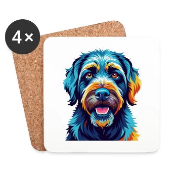 Bouvier des Ardennes Chien Race Dessin Animé Kawaii - Dessous de verre (lot de 4) - blanc - Devant