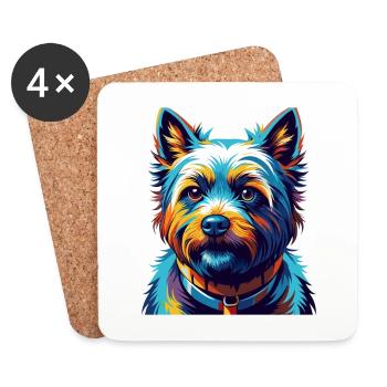Cairn Terrier Chien Race Coloré Dessin Animé Kawaii - Dessous de verre (lot de 4) - blanc - Devant