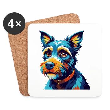 Blauer Paul Terrier Hund Rasse Karikatur Kawaii - Untersetzer (4er-Set) - Weiß - Vorne