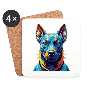 Bleu Thai Ridgeback Chien Race Dessin Animé Kawaii - Dessous de verre (lot de 4) - blanc - Devant