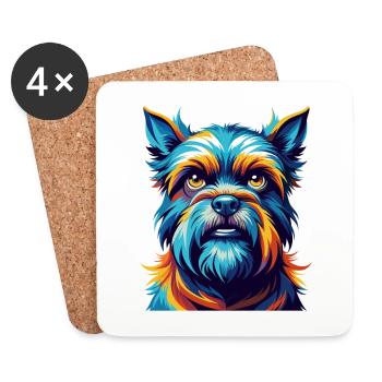Griffon belge Chien Race Coloré Dessin animé Kawaii - Dessous de verre (lot de 4) - blanc - Devant