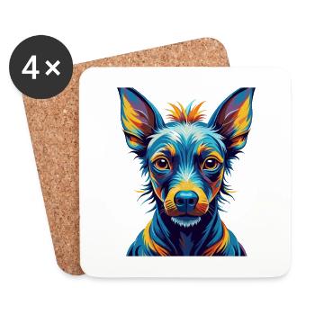Amerikanischer haarloser Terrier Hunderasse Karikatur Kawaii - Untersetzer (4er-Set) - Weiß - Vorne
