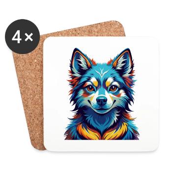Alaskan Klee Kai Chien Race Coloré Dessin Animé Kawaii - Dessous de verre (lot de 4) - blanc - Devant