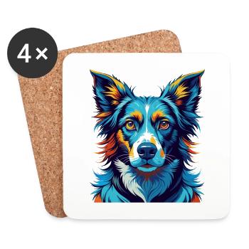 Ariegeois Race Chien Coloré Dessin Animé Kawaii - Dessous de verre (lot de 4) - blanc - Devant
