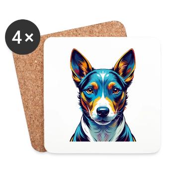 Basenji Dog Breed Colorful Cartoon Kawaii - Coasters (set of 4) - white - Front