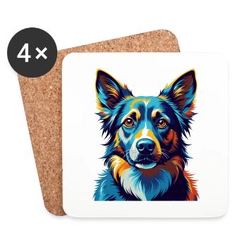 Alano Espanol Dog Breed Colorful Cartoon Kawaii - Coasters (set of 4) - white - Front
