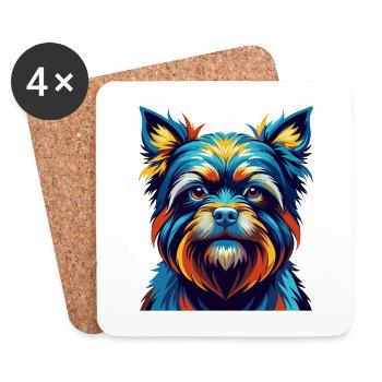 Affenpinscher Chien Race Coloré Dessin animé Kawaii - Dessous de verre (lot de 4) - blanc - Devant