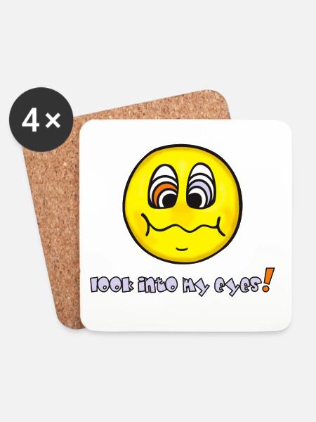 Hypnosis - Yellow Face - Funny Emoticon - Coasters (set of 4) - white