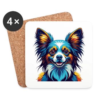 Papillon Hunderasse Bunte Karikatur Kawaii - Untersetzer (4er-Set) - Weiß - Vorne