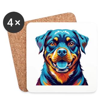 Rottweiler Hunderasse Bunt Karikatur Kawaii - Untersetzer (4er-Set) - Weiß - Vorne