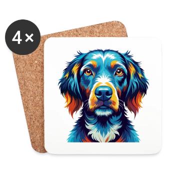 Pudelpointer Dog Breed Colorful Cartoon Kawaii - Coasters (set of 4) - white - Front