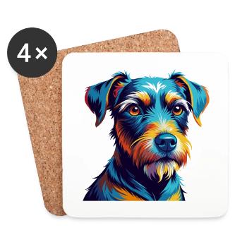 Patterdale Terrier Dog Breed Cartoon Kawaii - Coasters (set of 4) - white - Front