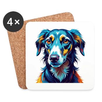 Vieux lévrier croate race de chien dessin animé Kawaii - Dessous de verre (lot de 4) - blanc - Devant
