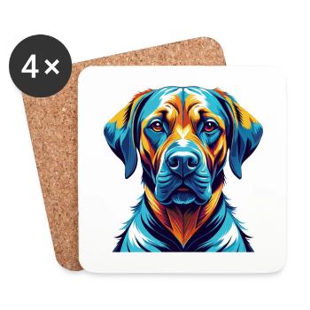 Rhodesian Ridgeback Chien Race Dessin animé Kawaii - Dessous de verre (lot de 4) - blanc - Devant