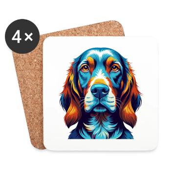 Redbone Coonhound Chien Race Dessin animé Kawaii - Dessous de verre (lot de 4) - blanc - Devant