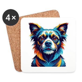 Ratonero Murciano Dog Breed Cartoon Kawaii - Coasters (set of 4) - white - Front