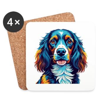 Picardie Spaniel Hunderasse Bunte Karikatur Kawaii - Untersetzer (4er-Set) - Weiß - Vorne