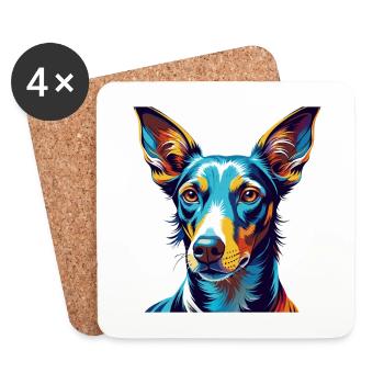 Podenco Ibicenco Chien Race Coloré Dessin Animé Kawaii - Dessous de verre (lot de 4) - blanc - Devant
