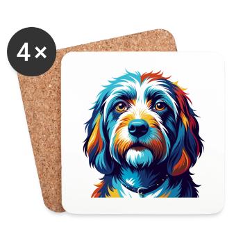 Petit Basset Griffon Vendéen Race De Chien Dessin Animé - Dessous de verre (lot de 4) - blanc - Devant