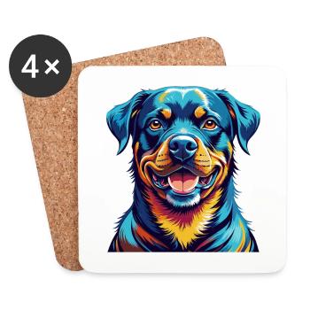 Rottweiler Hunderasse Bunt Karikatur Kawaii - Untersetzer (4er-Set) - Weiß - Vorne