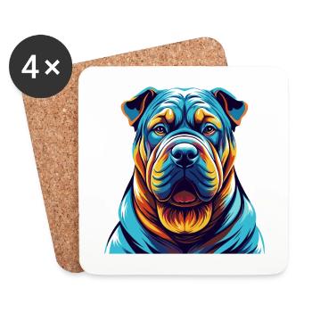 Shar Pei Hunderasse Bunte Karikatur Kawaii - Untersetzer (4er-Set) - Weiß - Vorne