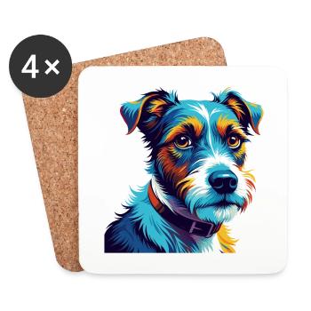 Parson Russell Terrier Chien Race Dessin Animé Kawaii - Dessous de verre (lot de 4) - blanc - Devant