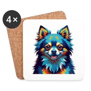 Pomeranian Dog Breed Colorful Cartoon Kawaii - Coasters (set of 4) - white - Front