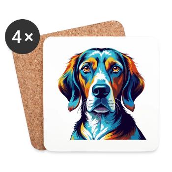 Chien de chasse polonais Chien race Dessin animé Kawaii - Dessous de verre (lot de 4) - blanc - Devant
