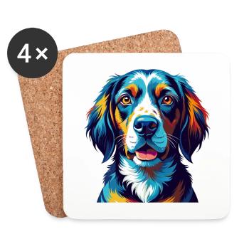 Poitevin Chien Chien Race Coloré Dessin Animé Kawaii - Dessous de verre (lot de 4) - blanc - Devant