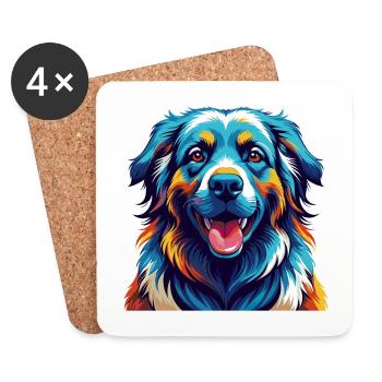 Polish Sheepdog Breed Cartoon Kawaii - Coasters (set of 4) - white - Front