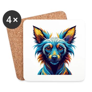 Peruvian Inca Orchid Dog Breed Cartoon Kawaii - Coasters (set of 4) - white - Front
