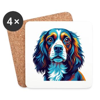 Pont Audemer Epagneul Chien Race Dessin Animé Kawaii - Dessous de verre (lot de 4) - blanc - Devant