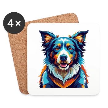Chien de berger picard, race, dessin animé coloré, kawaii - Dessous de verre (lot de 4) - blanc - Devant