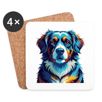 Slovensky Cuvac Chien Race Coloré Dessin Animé Kawaii - Dessous de verre (lot de 4) - blanc - Devant