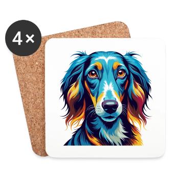 Saluki Hunderasse Bunte Karikatur Kawaii - Untersetzer (4er-Set) - Weiß - Vorne