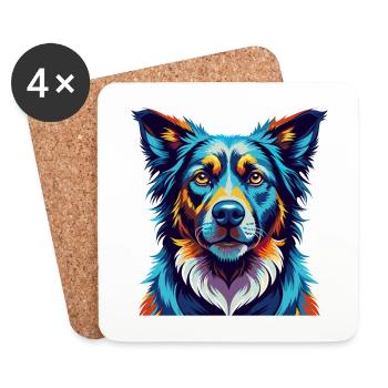 Shepherd Dog Breed Colorful Cartoon Kawaii - Coasters (set of 4) - white - Front