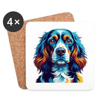 Spaniel Dog Breed Colorful Cartoon Kawaii - Coasters (set of 4) - white - Front