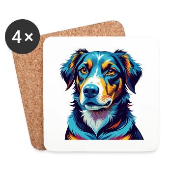 Smaland Hound Hunderasse Bunte Karikatur Kawaii - Untersetzer (4er-Set) - Weiß - Vorne