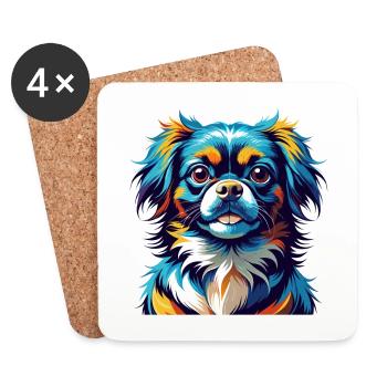 Tibetan Spaniel Hunderasse Bunte Karikatur Kawaii - Untersetzer (4er-Set) - Weiß - Vorne