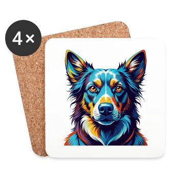 Uruguayen Cimarron Chien Race Dessin Animé Kawaii - Dessous de verre (lot de 4) - blanc - Devant