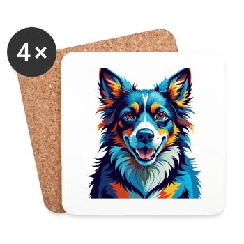 Taigan Dog Breed Colorful Cartoon Kawaii - Coasters (set of 4) - white - Front