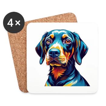 Plott Hound Hund Rasse Bunte Karikatur Kawaii - Untersetzer (4er-Set) - Weiß - Vorne