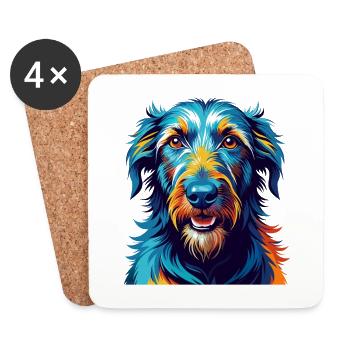 Scottish Deerhound Dog Breed Cartoon Kawaii - Coasters (set of 4) - white - Front